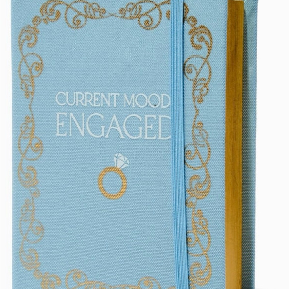 Blue and Gold 'Current Mood Engaged' Journal with Hidden Flask